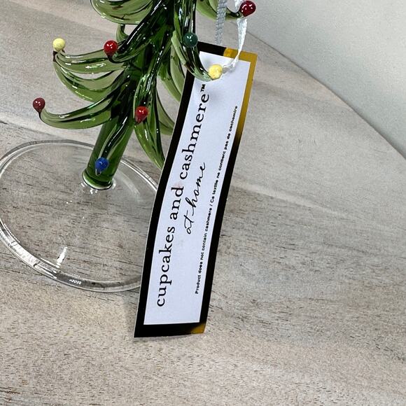 Cupcakes and Cashmere Set of 2 Christmas Tree Glass Candlestick Holders NEW - Picture 9 of 10